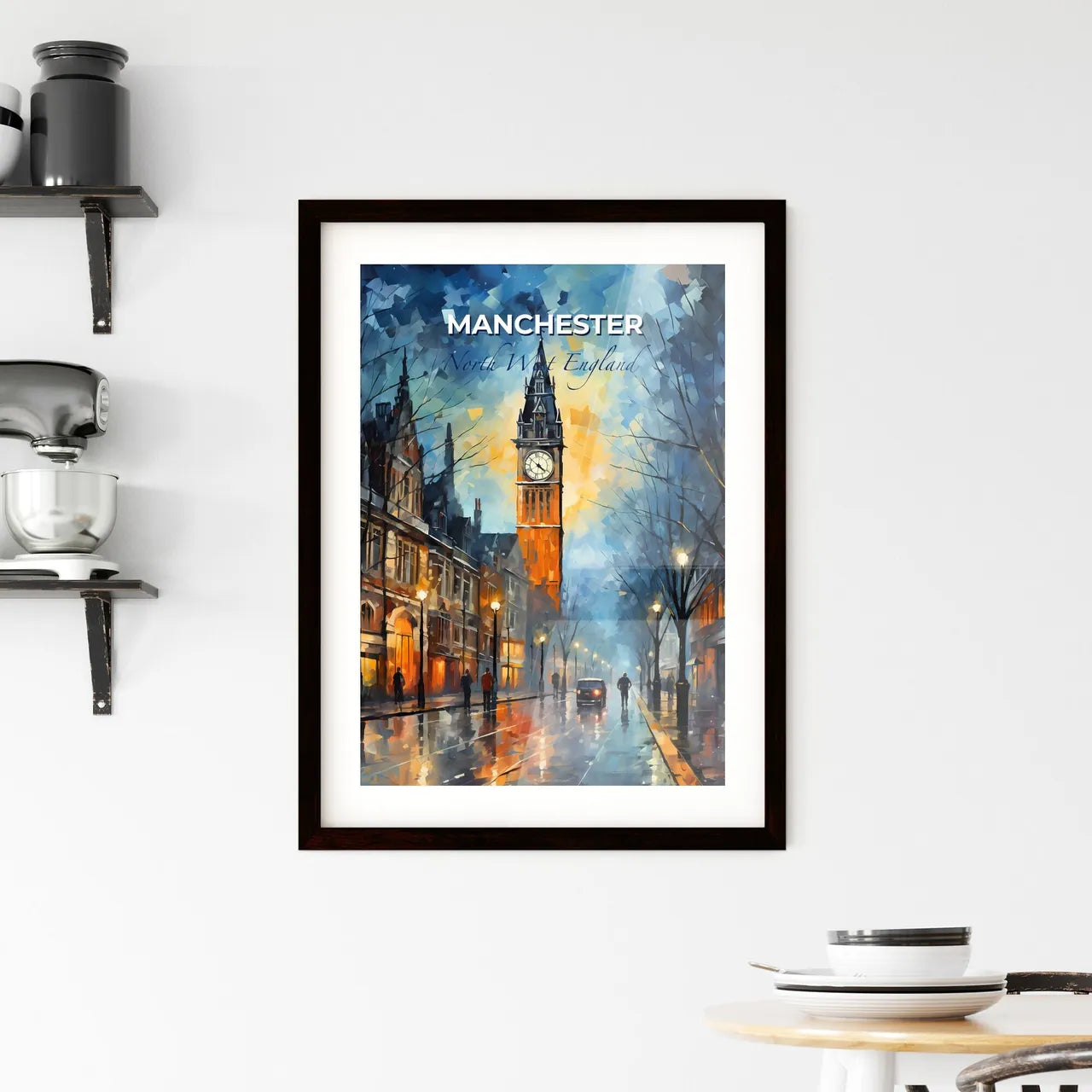 Manchester, North West England, A Poster of a clock tower on a street Default Title