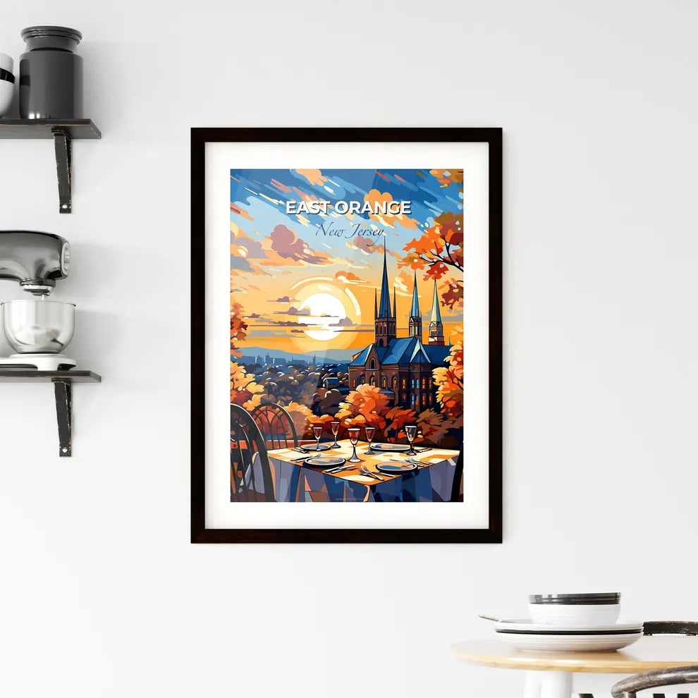 East Orange, New Jersey, A Poster of a table with a church and trees in the background Default Title
