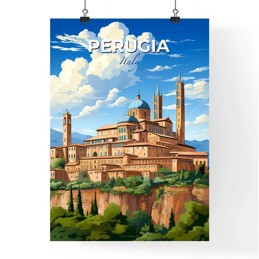 Perugia, Italy, A Poster of a building on a cliff Default Title