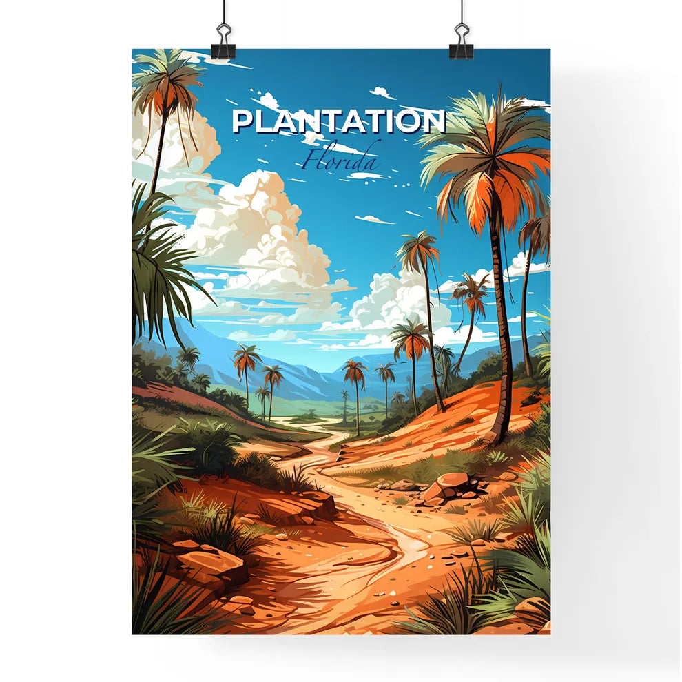 Plantation, Florida, A Poster of a dirt road through a desert with palm trees Default Title