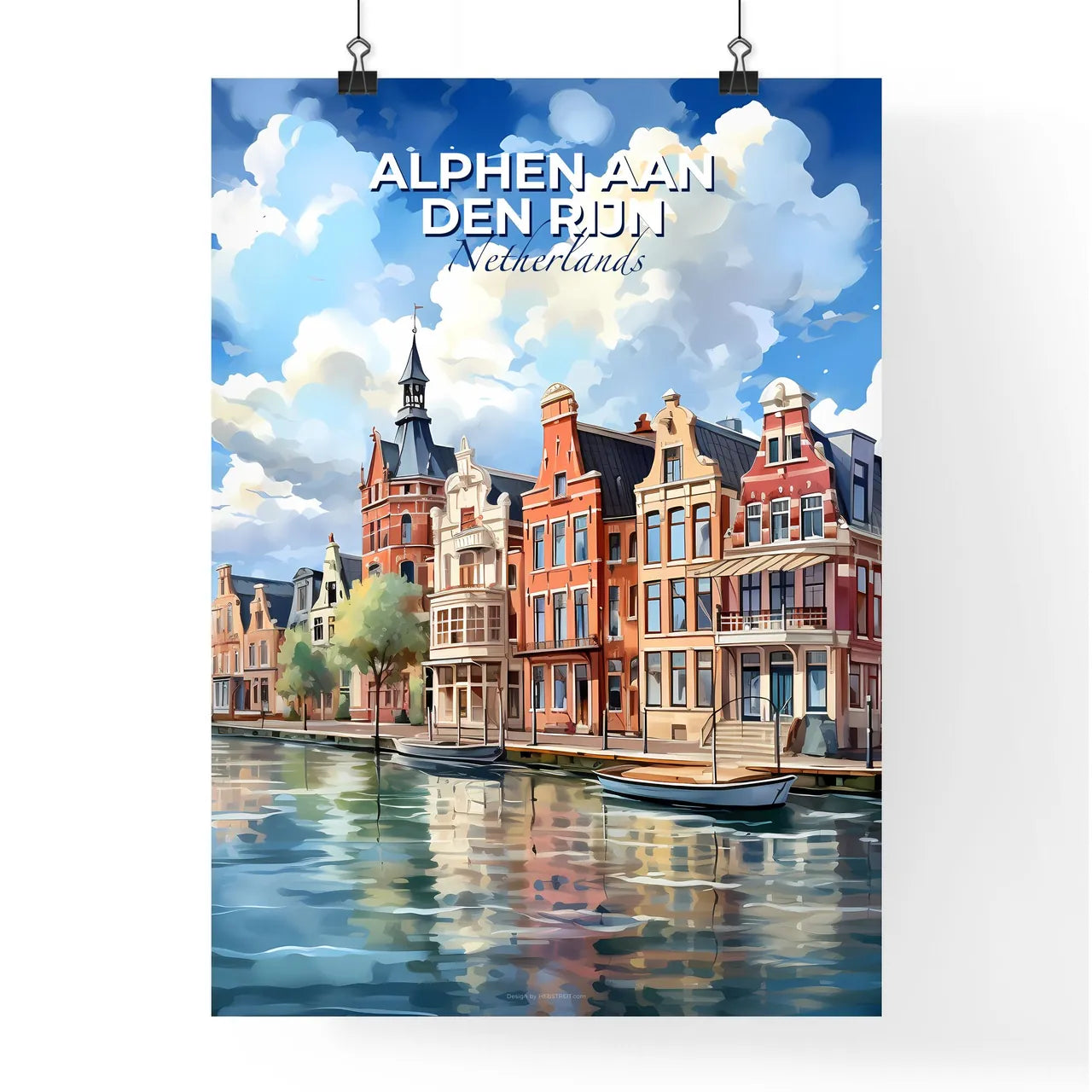 Alphen Aan Den Rijn, Netherlands, A Poster of a row of buildings next to a body of water Default Title