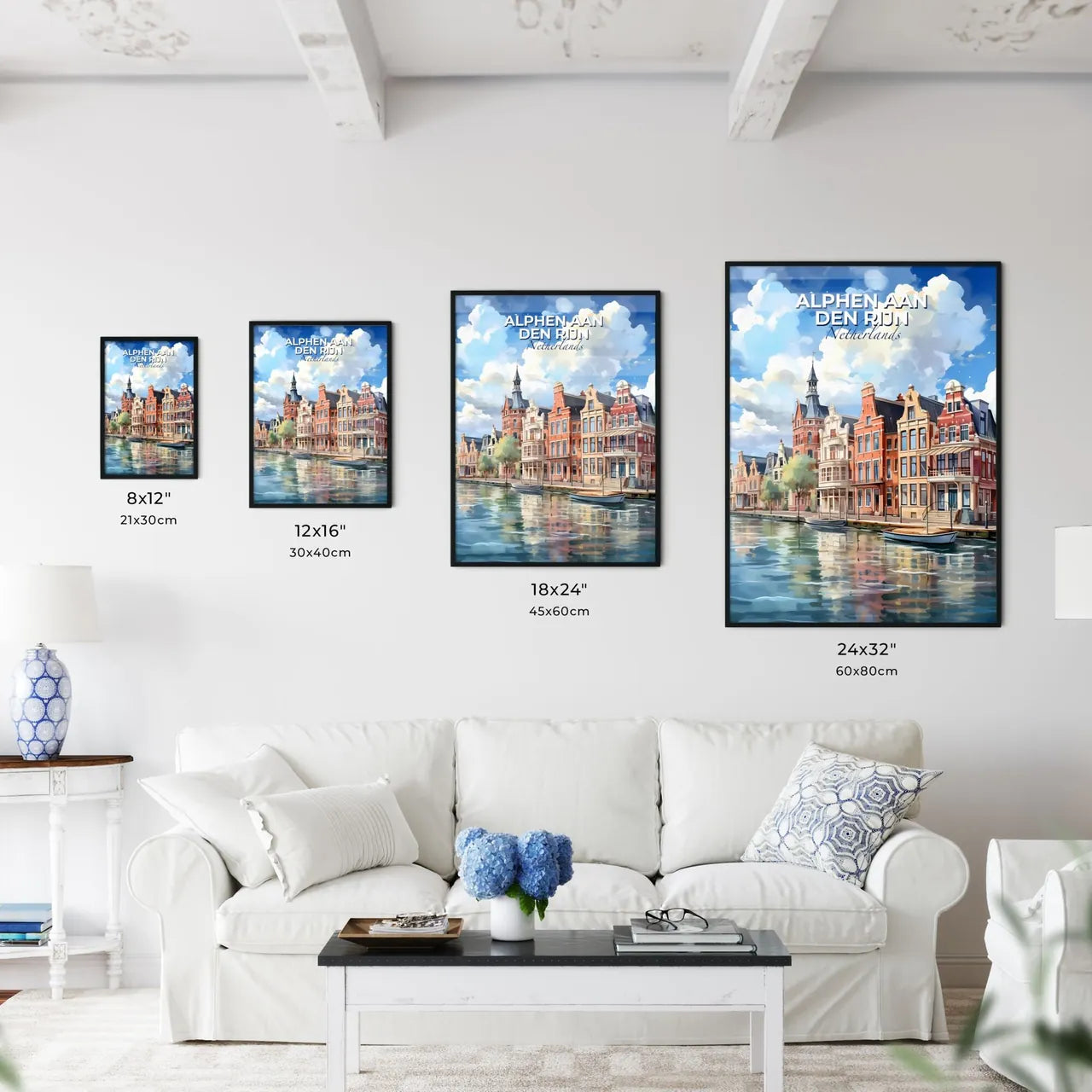 Alphen Aan Den Rijn, Netherlands, A Poster of a row of buildings next to a body of water Default Title