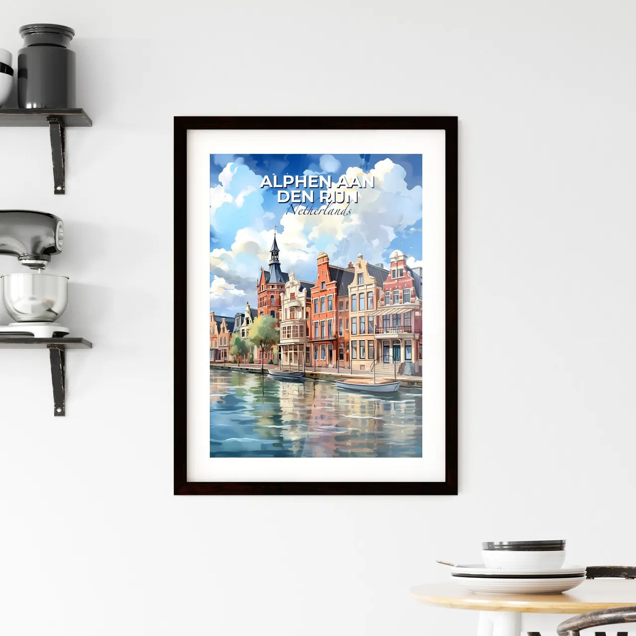 Alphen Aan Den Rijn, Netherlands, A Poster of a row of buildings next to a body of water Default Title