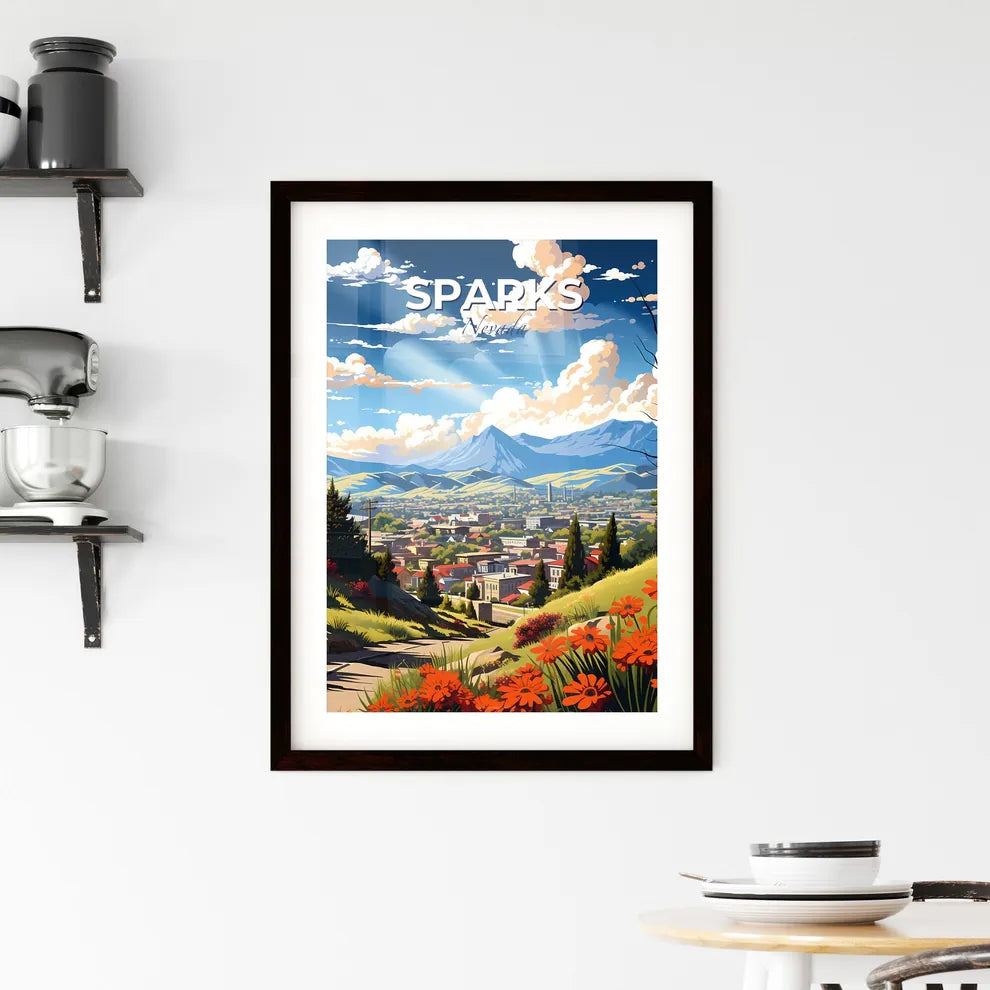 Sparks, Nevada, A Poster of a landscape with a city and mountains Default Title