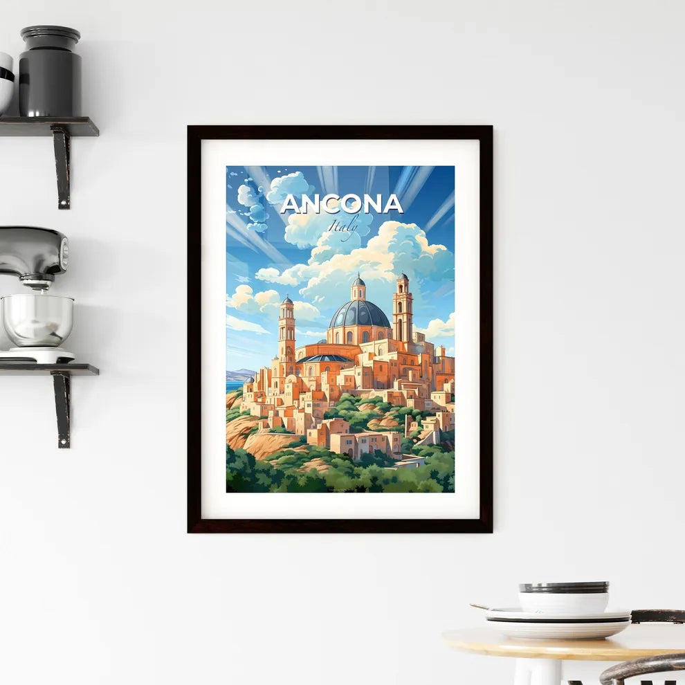 Ancona, Italy, A Poster of a cartoon of a building on a hill Default Title