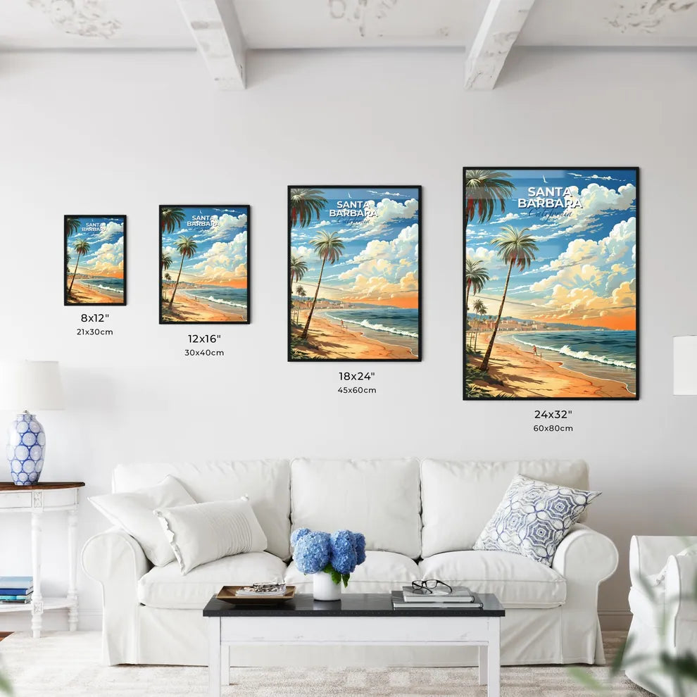 Santa Barbara, California, A Poster of a beach with palm trees and a body of water Default Title