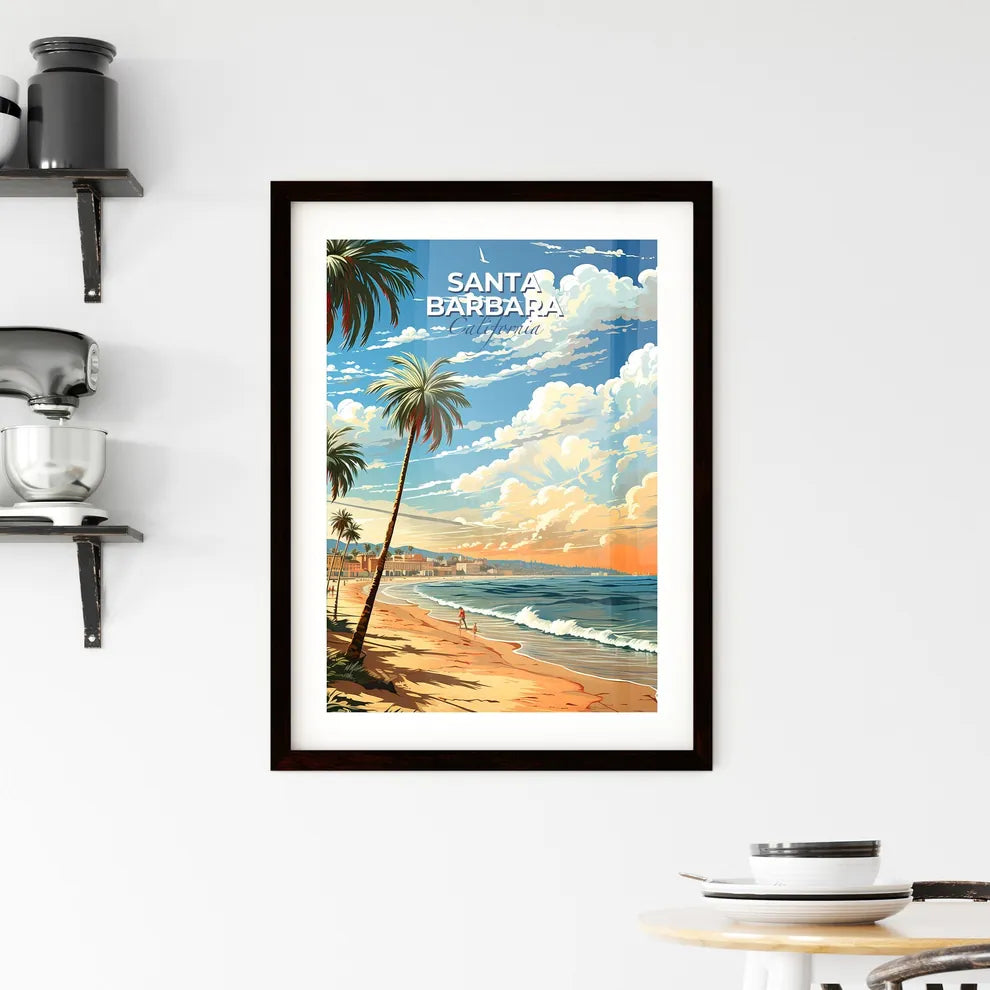 Santa Barbara, California, A Poster of a beach with palm trees and a body of water Default Title