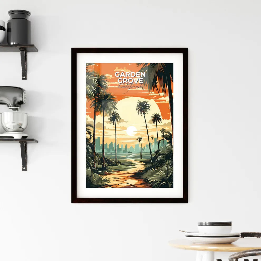 Garden Grove, California, A Poster of a palm trees and a city in the background Default Title