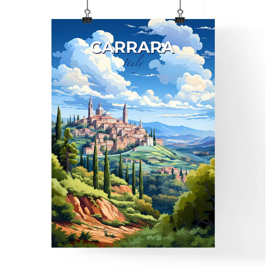 Carrara, Italy, A Poster of a landscape of a town on a hill Default Title