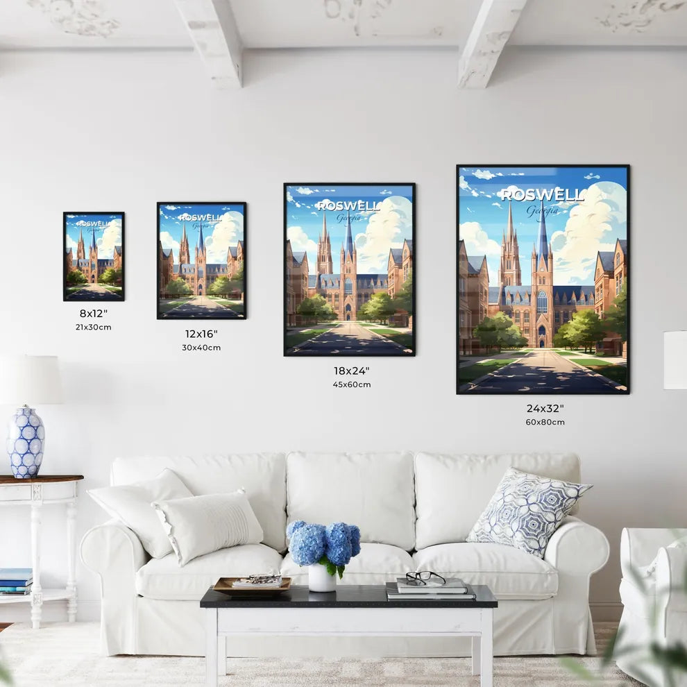 Roswell, Georgia, A Poster of a large building with a clock tower and trees Default Title