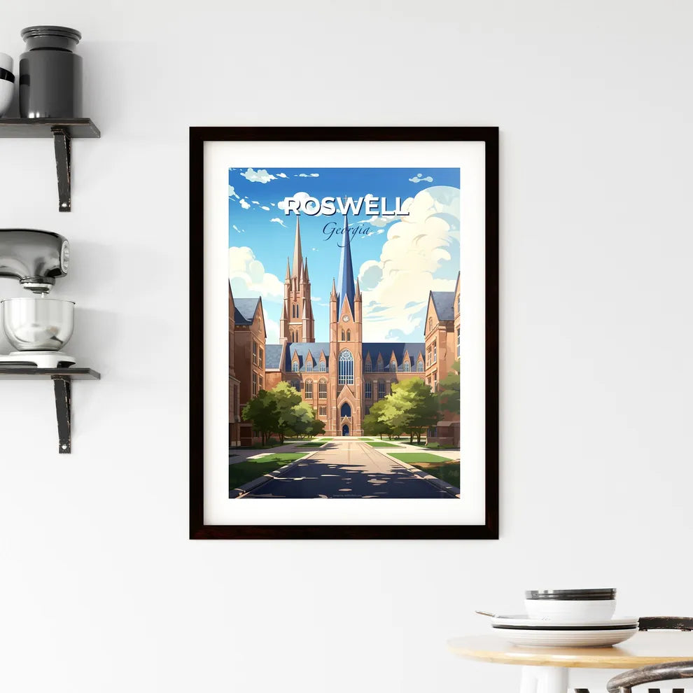 Roswell, Georgia, A Poster of a large building with a clock tower and trees Default Title