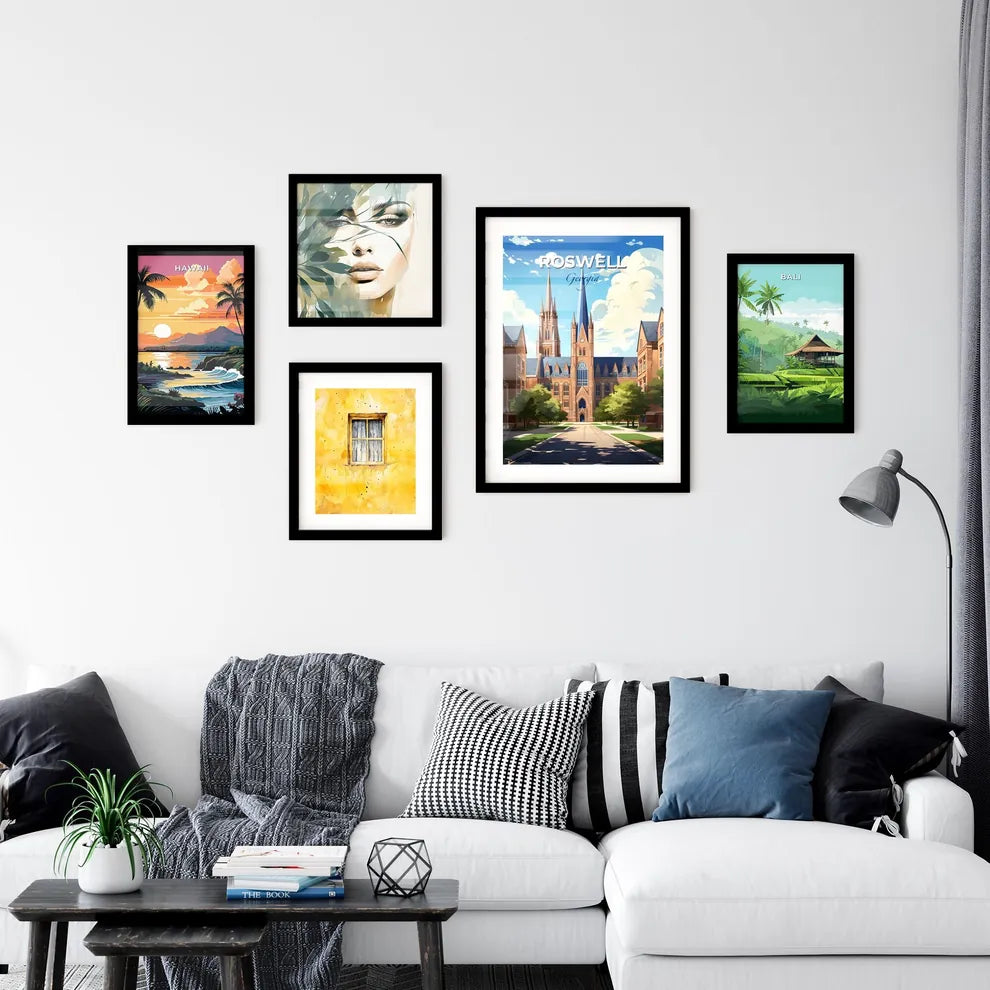 Roswell, Georgia, A Poster of a large building with a clock tower and trees Default Title