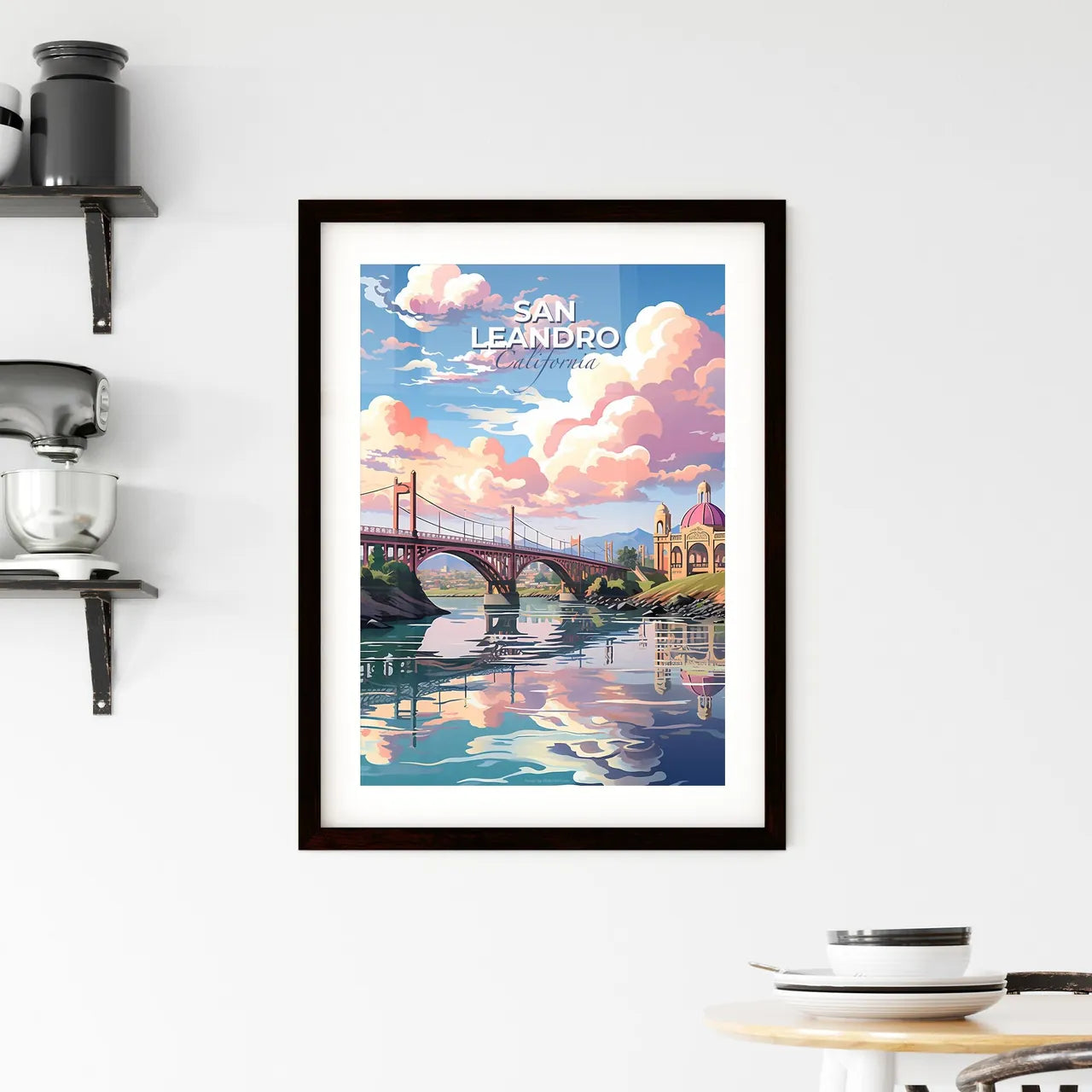 San Leandro, California, A Poster of a bridge over a river with a building and a dome Default Title
