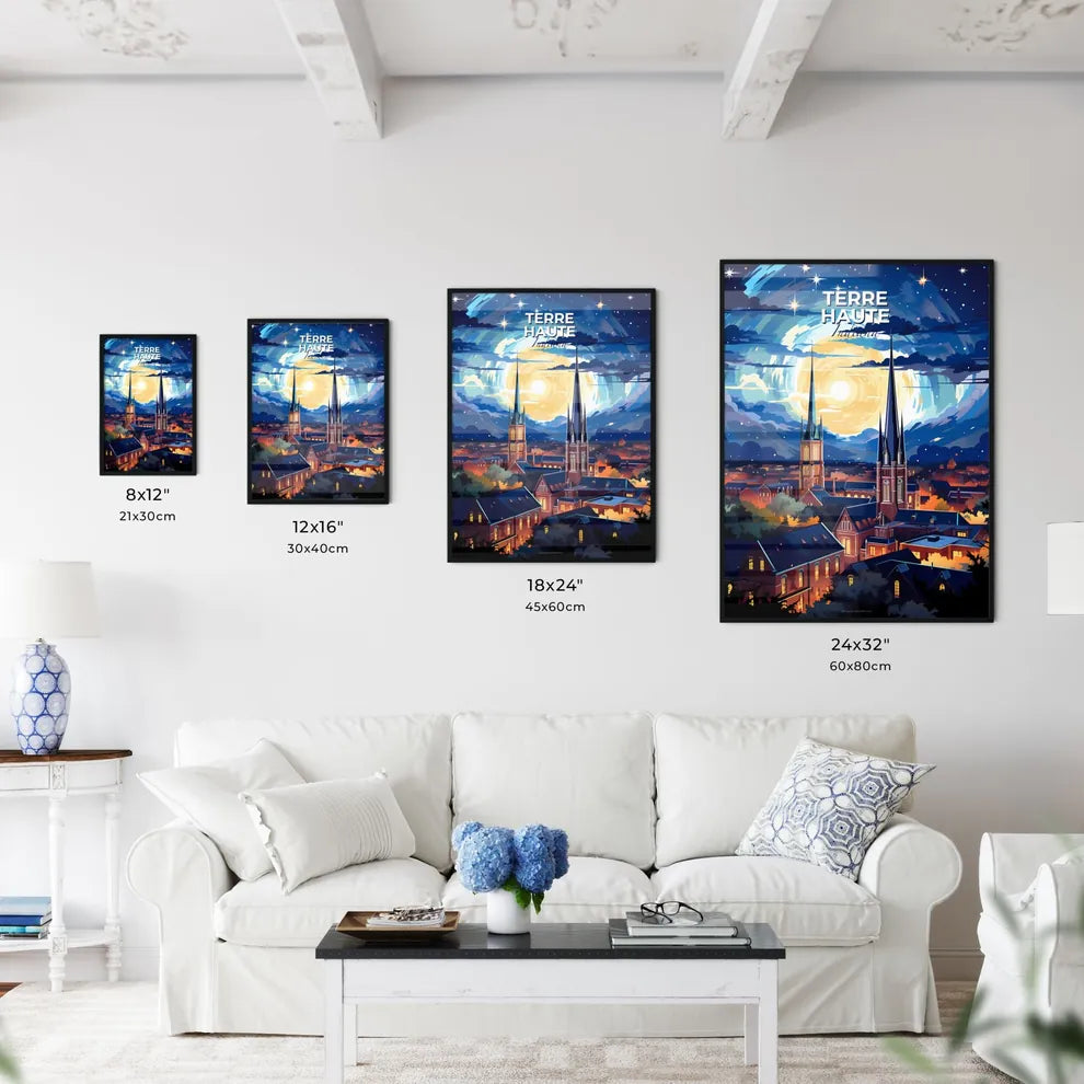 Terre Haute, Indiana, A Poster of a city with towers and trees and a moon in the sky Default Title