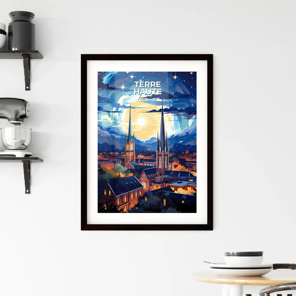 Terre Haute, Indiana, A Poster of a city with towers and trees and a moon in the sky Default Title