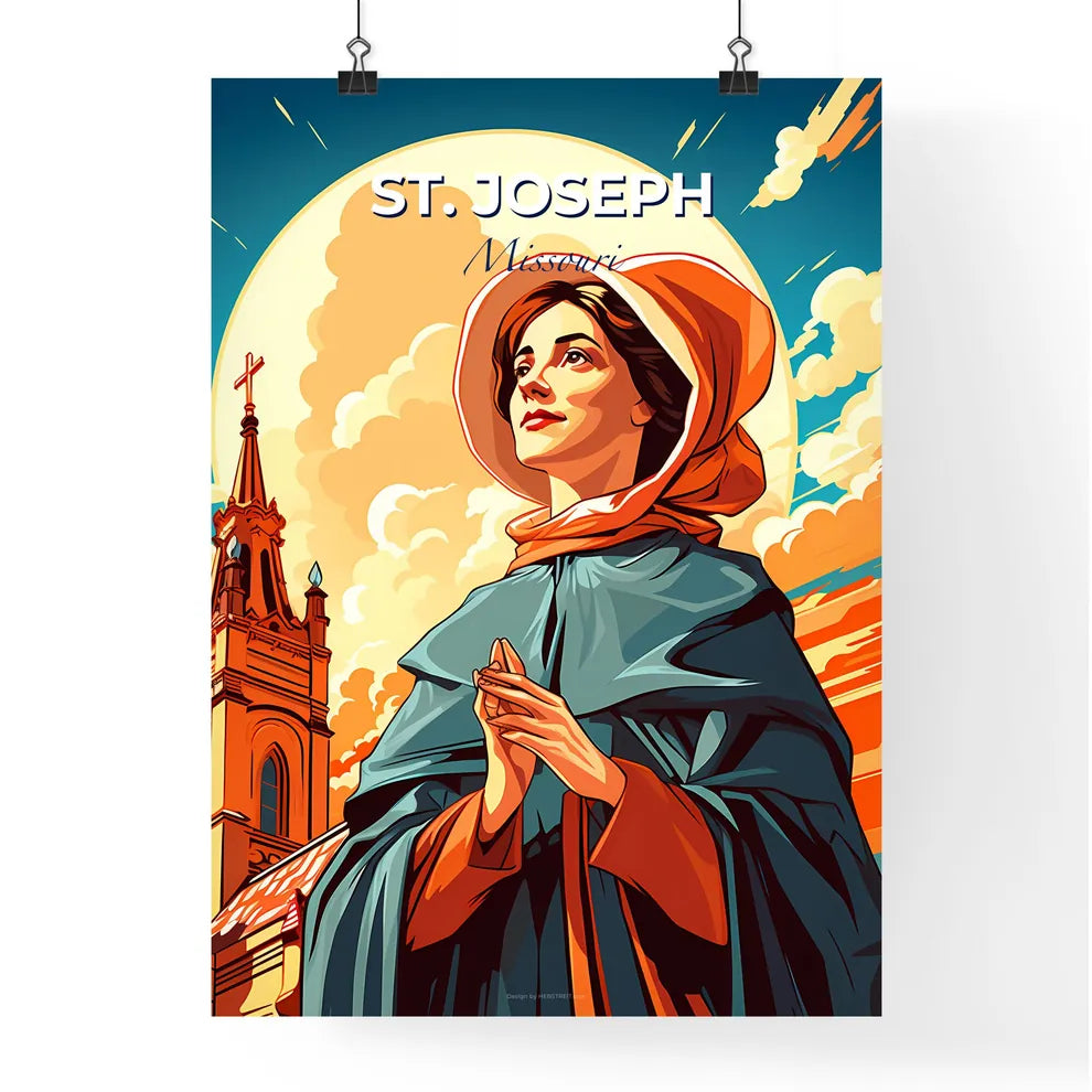 St. Joseph, Missouri, A Poster of a woman in a robe and hat with hands together in front of a church Default Title