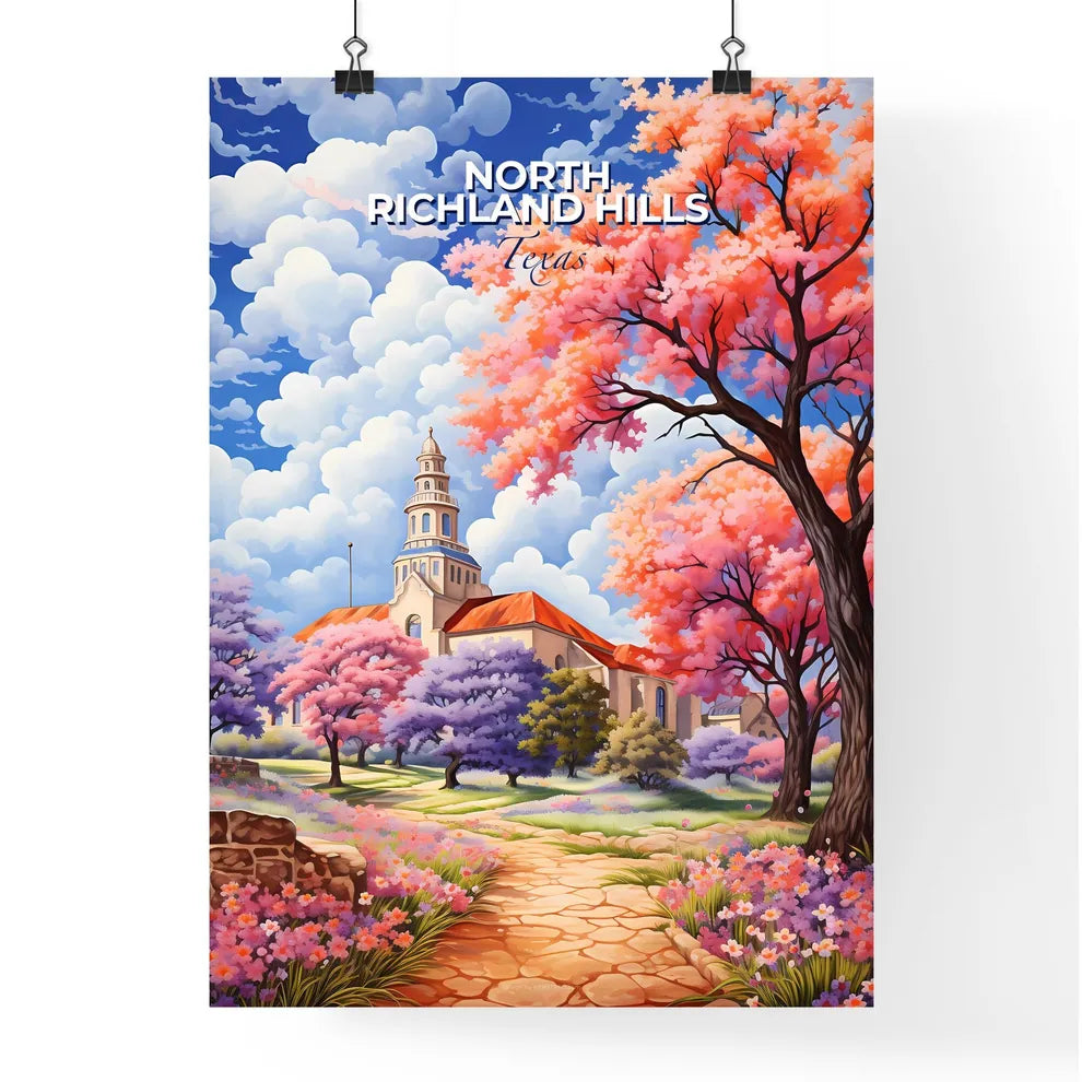 North Richland Hills, Texas, A Poster of a painting of a church and trees Default Title