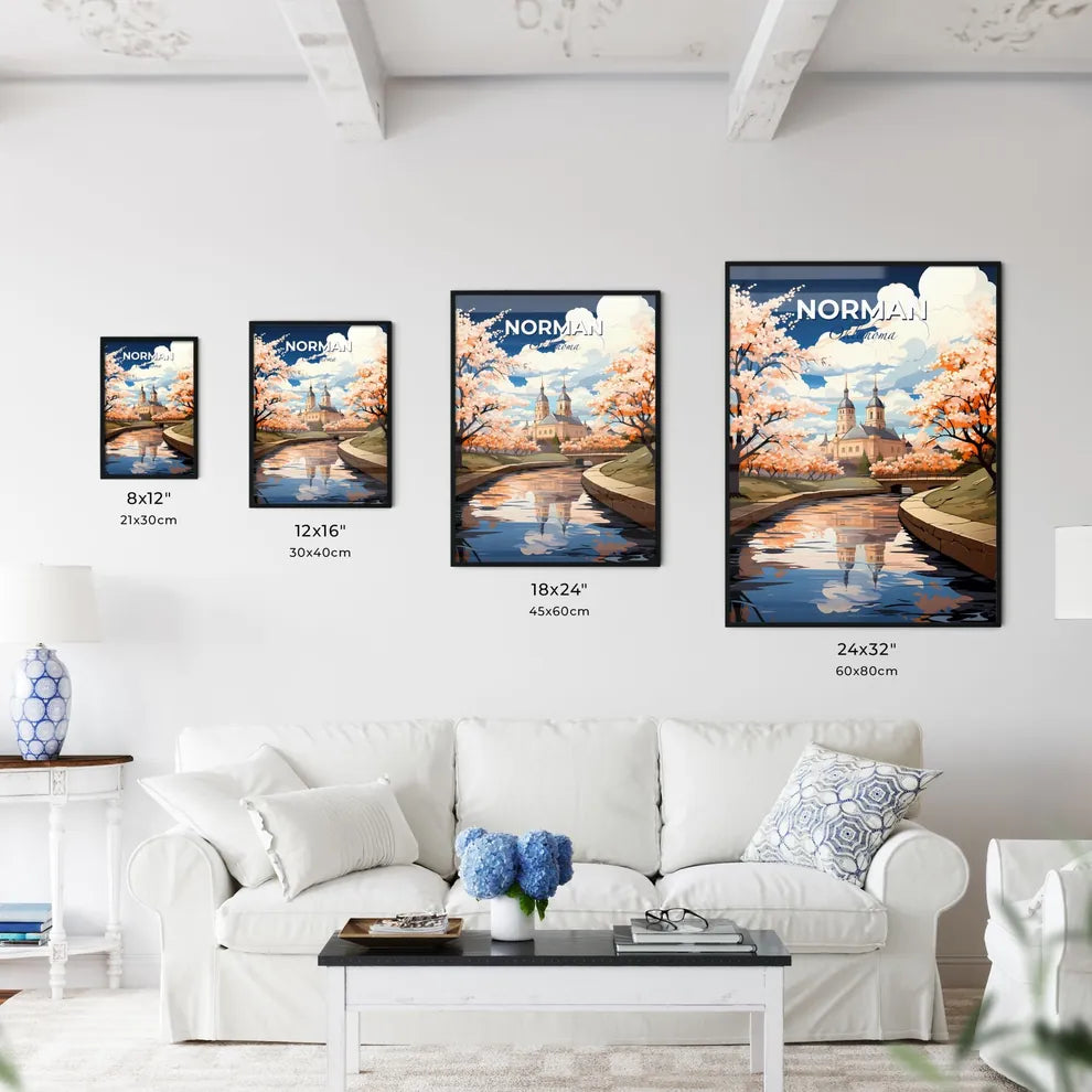 Norman, Oklahoma, A Poster of a river with a castle and trees Default Title
