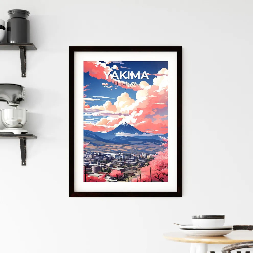 Yakima, Washington, A Poster of a landscape of a city with a mountain in the background Default Title