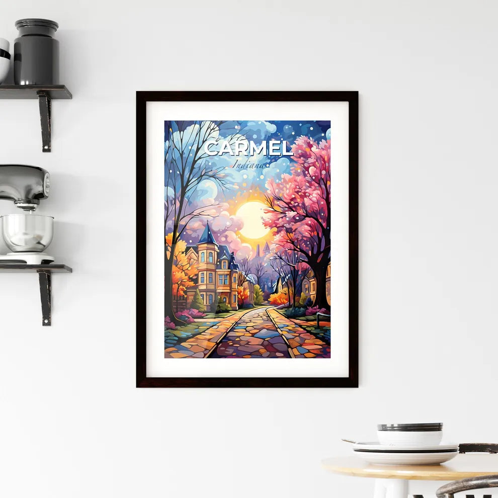 Carmel, Indiana, A Poster of a painting of a house with trees and a road Default Title