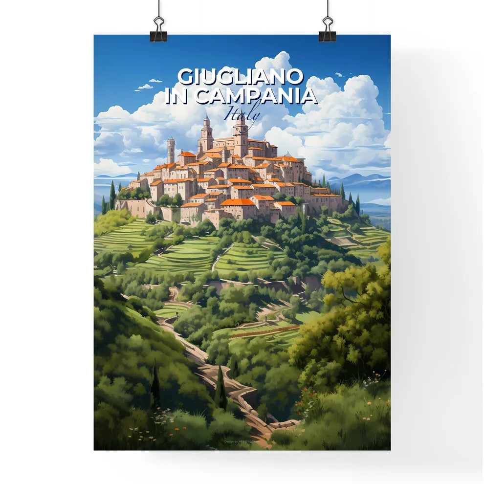 Giugliano In Campania, Italy, A Poster of a city on a hill Default Title