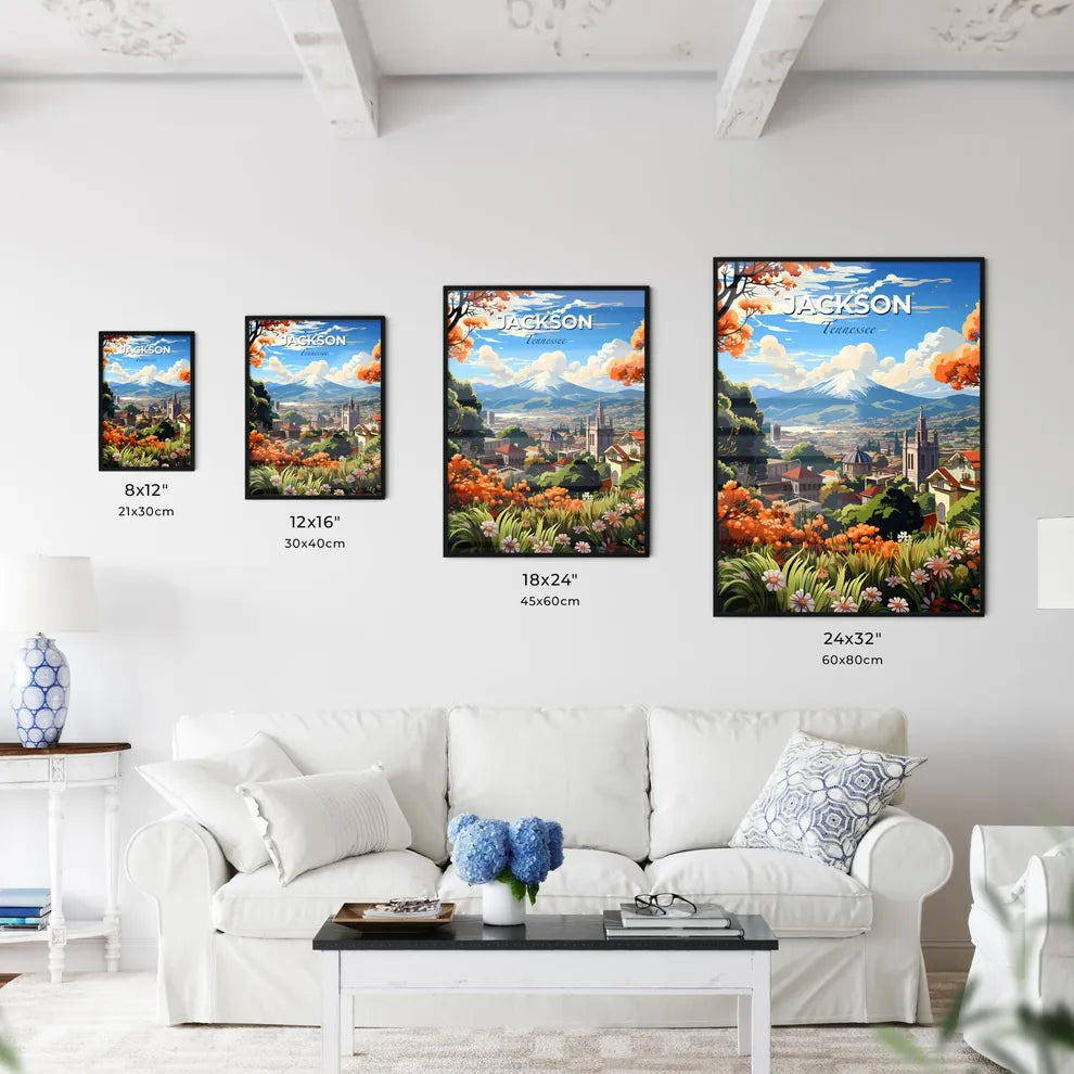 Jackson, Tennessee, A Poster of a landscape of a city with a mountain in the background Default Title