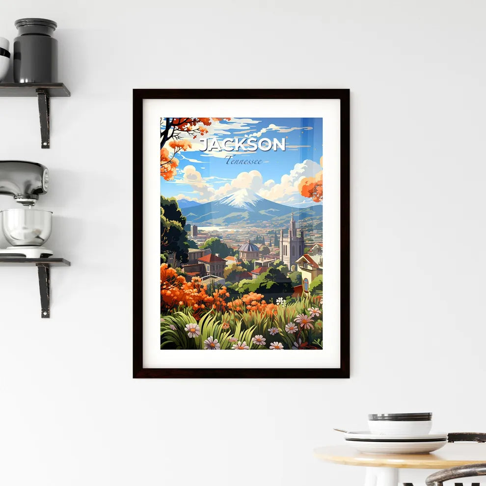Jackson, Tennessee, A Poster of a landscape of a city with a mountain in the background Default Title
