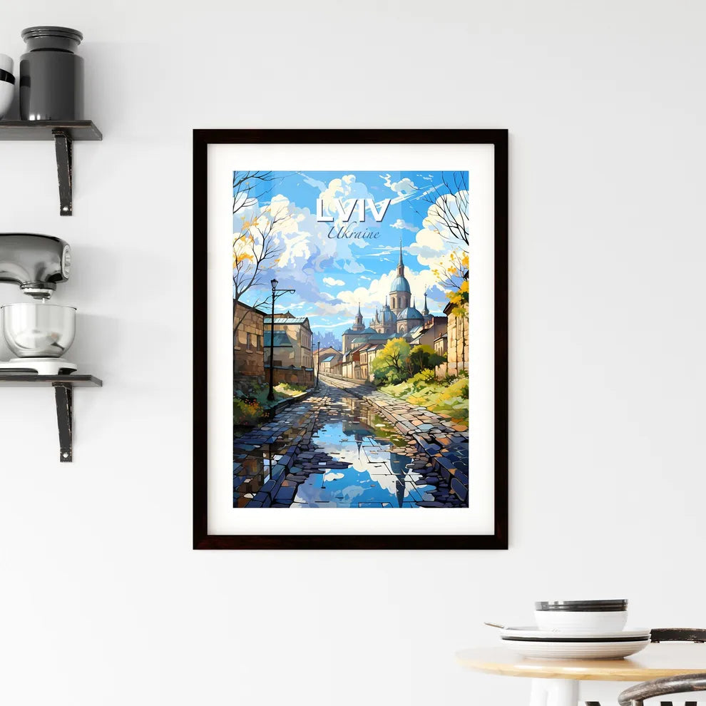 Lviv, Ukraine, A Poster of a water way with buildings and trees Default Title