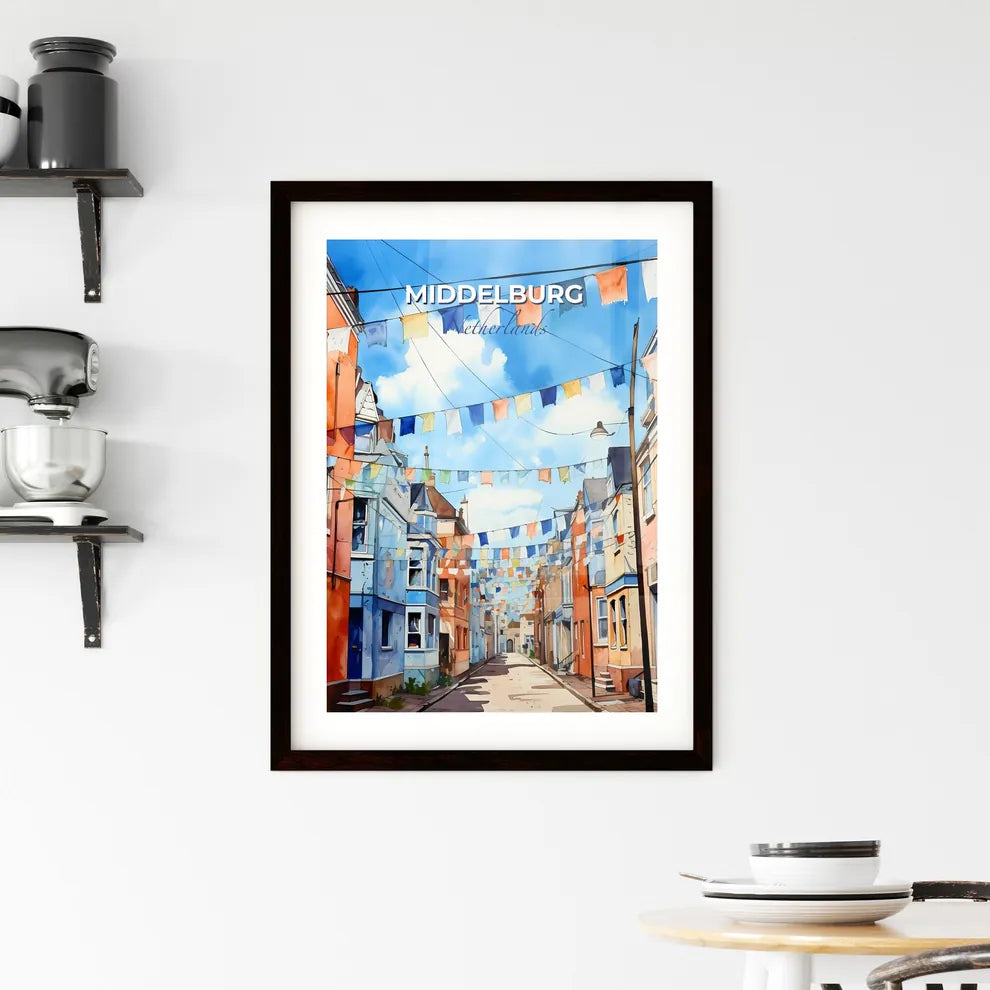 Middelburg, Netherlands, A Poster of a street with colorful flags Default Title