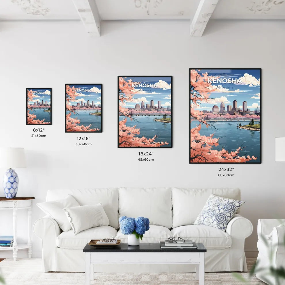Kenosha, Wisconsin, A Poster of a cityscape with a bridge over a body of water Default Title