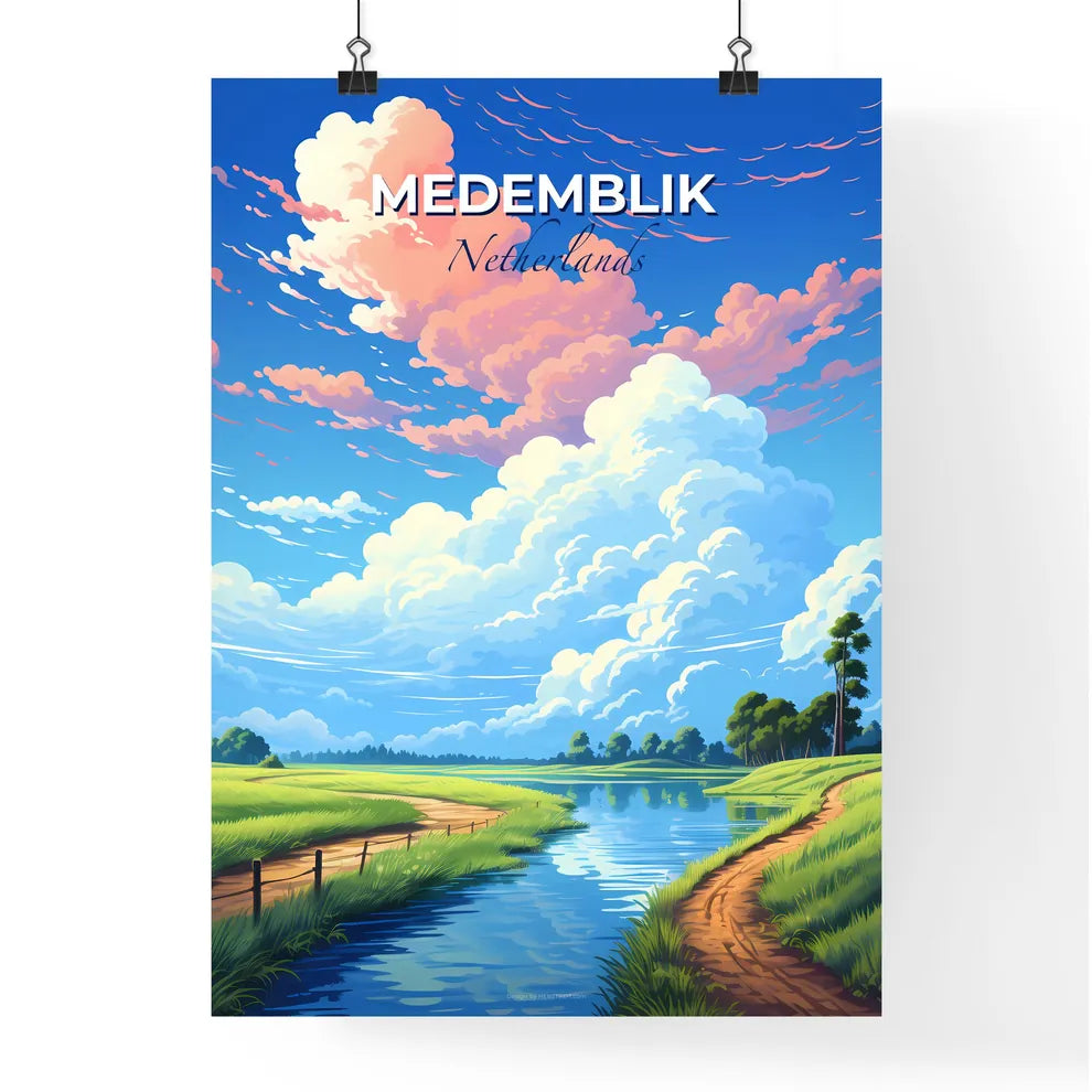 Medemblik, Netherlands, A Poster of a stream of water with grass and trees Default Title