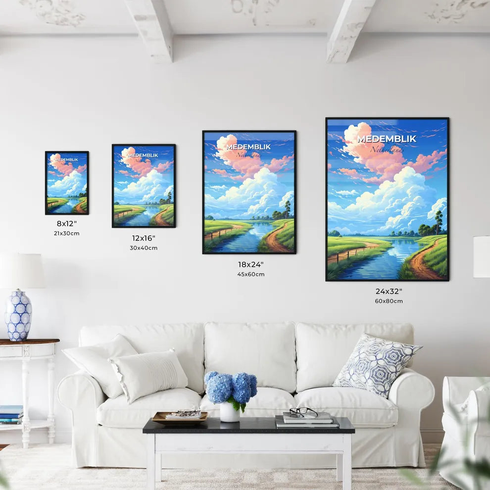 Medemblik, Netherlands, A Poster of a stream of water with grass and trees Default Title