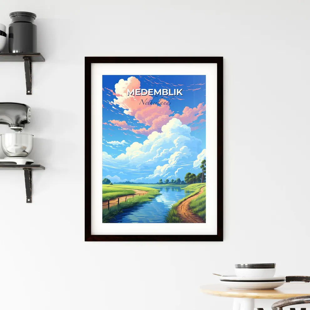 Medemblik, Netherlands, A Poster of a stream of water with grass and trees Default Title