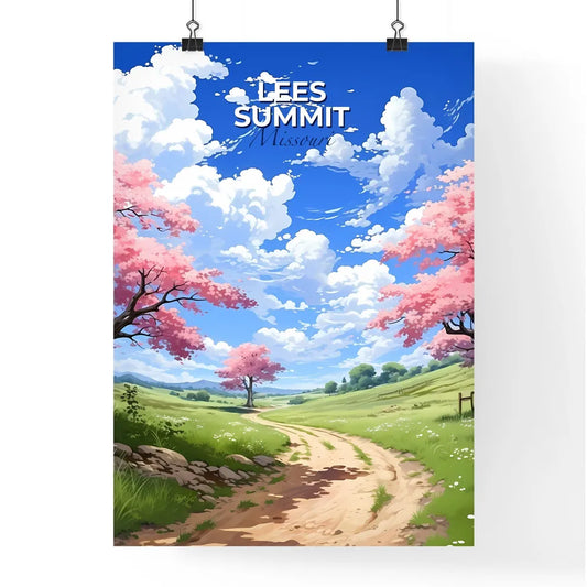 Lees Summit, Missouri, A Poster of a dirt road with pink trees and flowers on it Default Title
