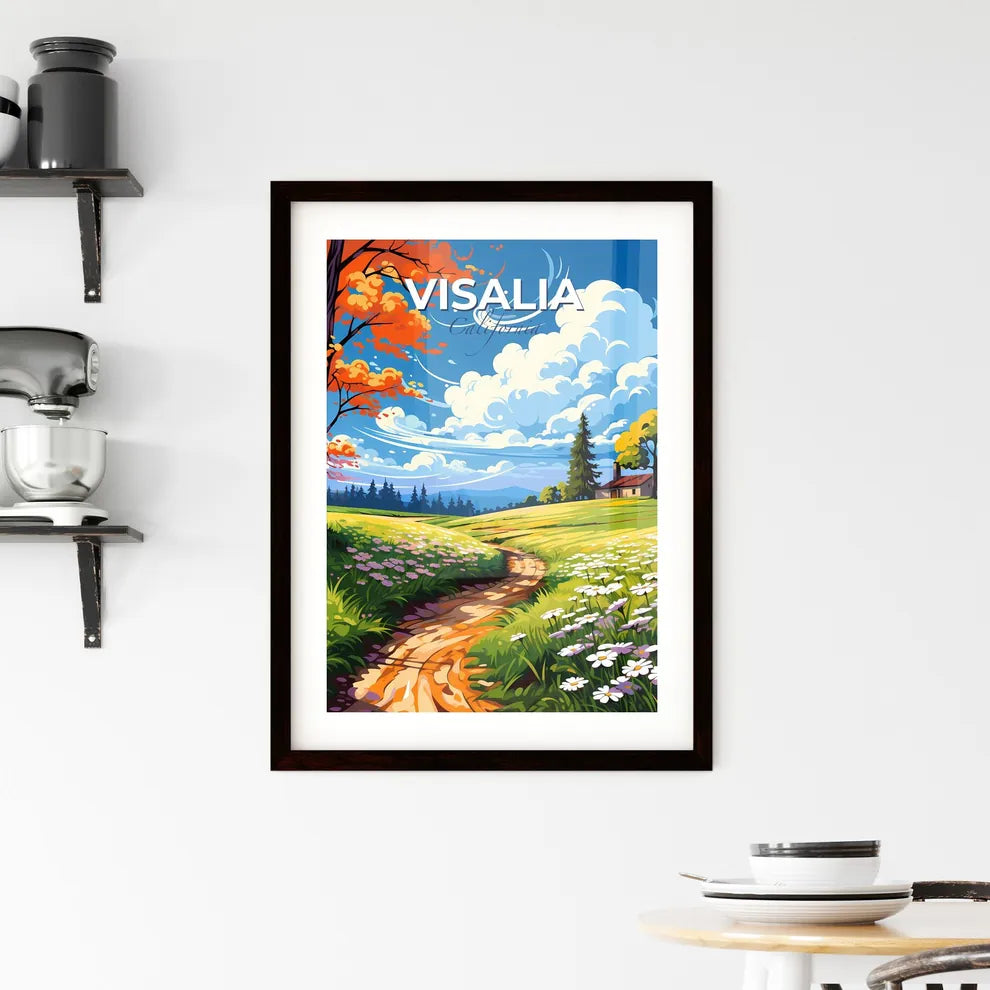 Visalia, California, A Poster of a painting of a landscape with a path and flowers Default Title