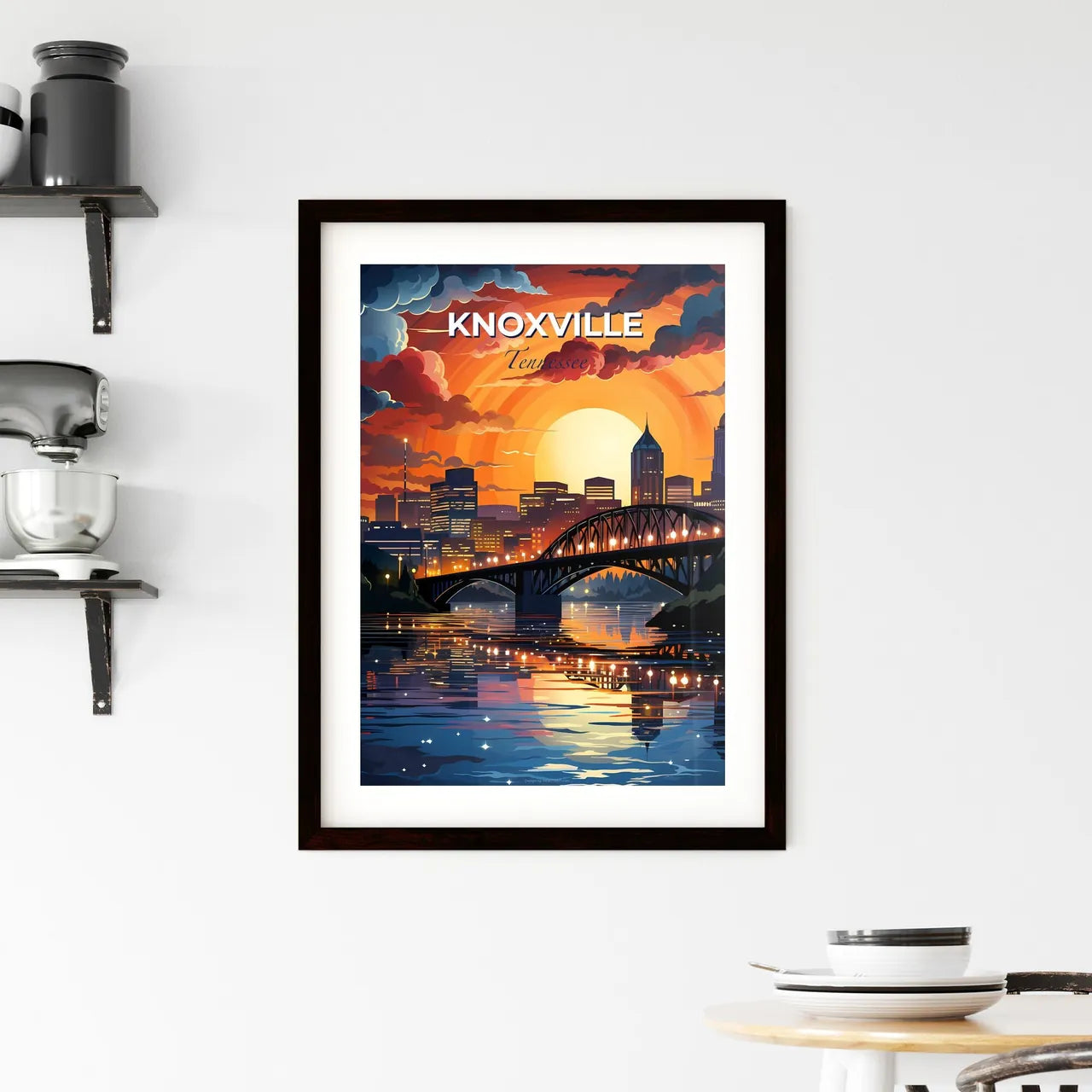 Knoxville, Tennessee, A Poster of a bridge over a river with a city in the background Default Title
