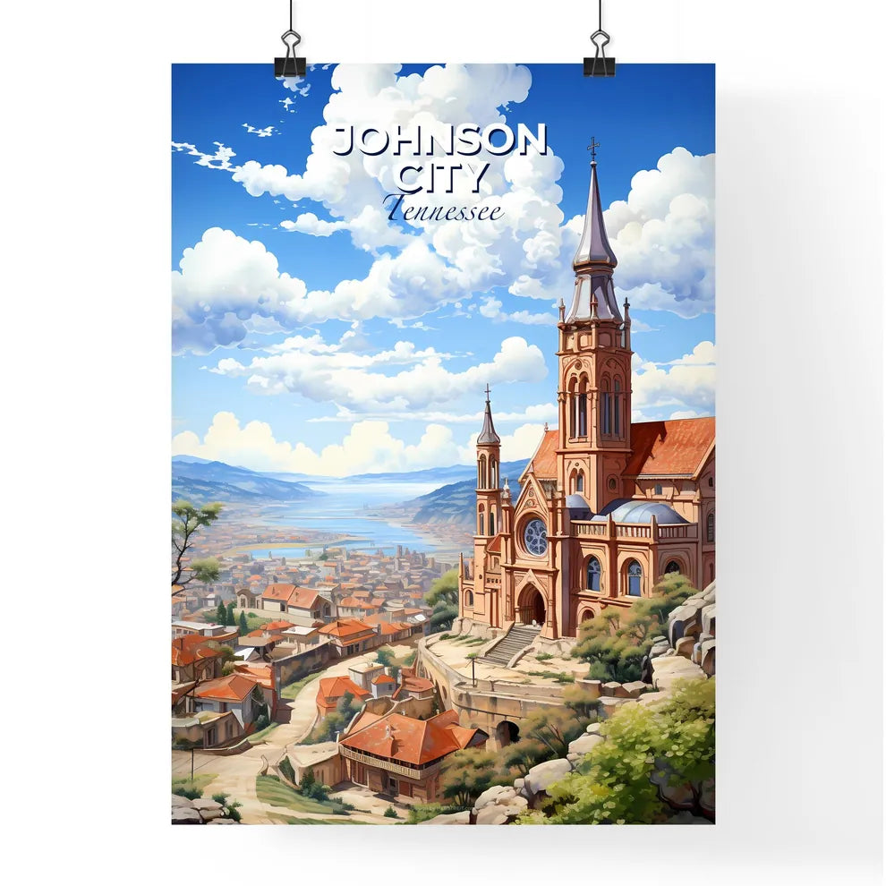 Johnson City, Tennessee, A Poster of a building on a hill with a city in the background Default Title