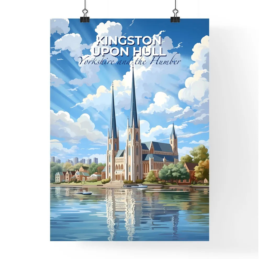 Kingston Upon Hull, Yorkshire and the Humber, A Poster of a church with towers and trees next to a body of water Default Title