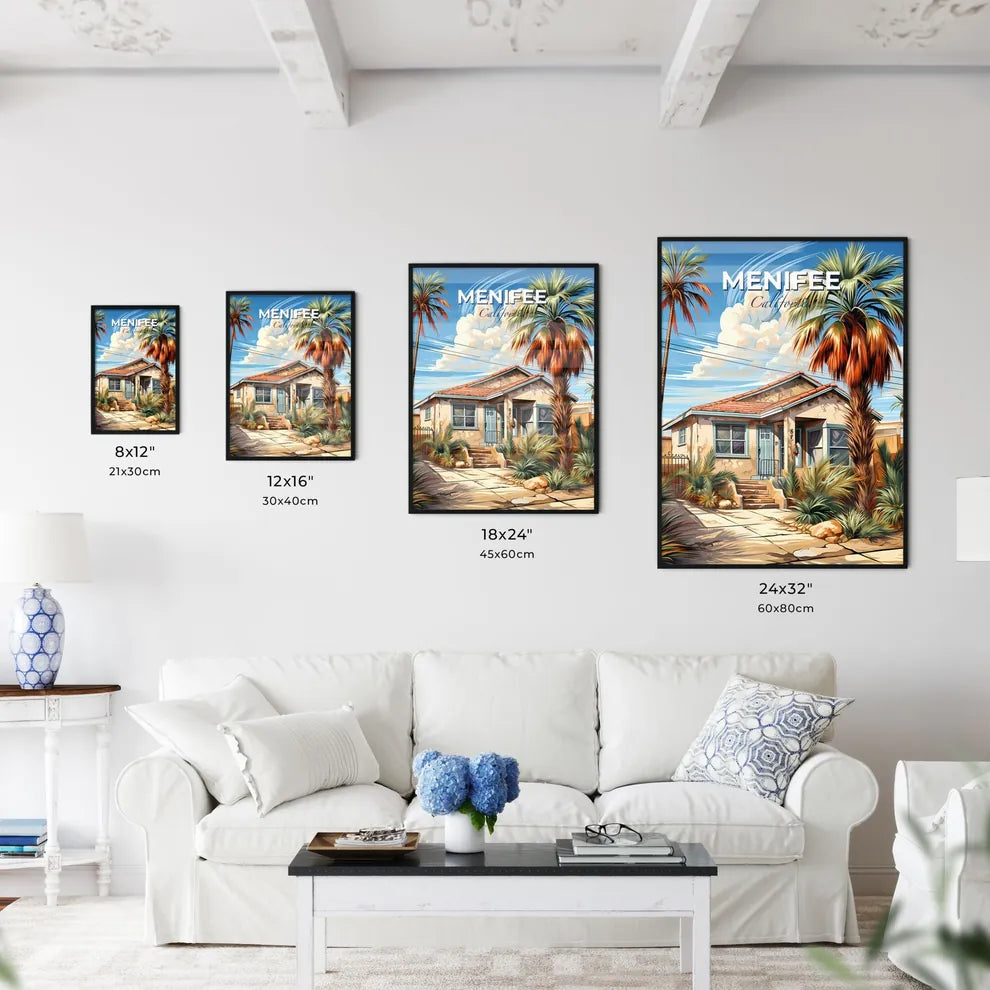 Menifee, California, A Poster of a house with palm trees and a fence Default Title