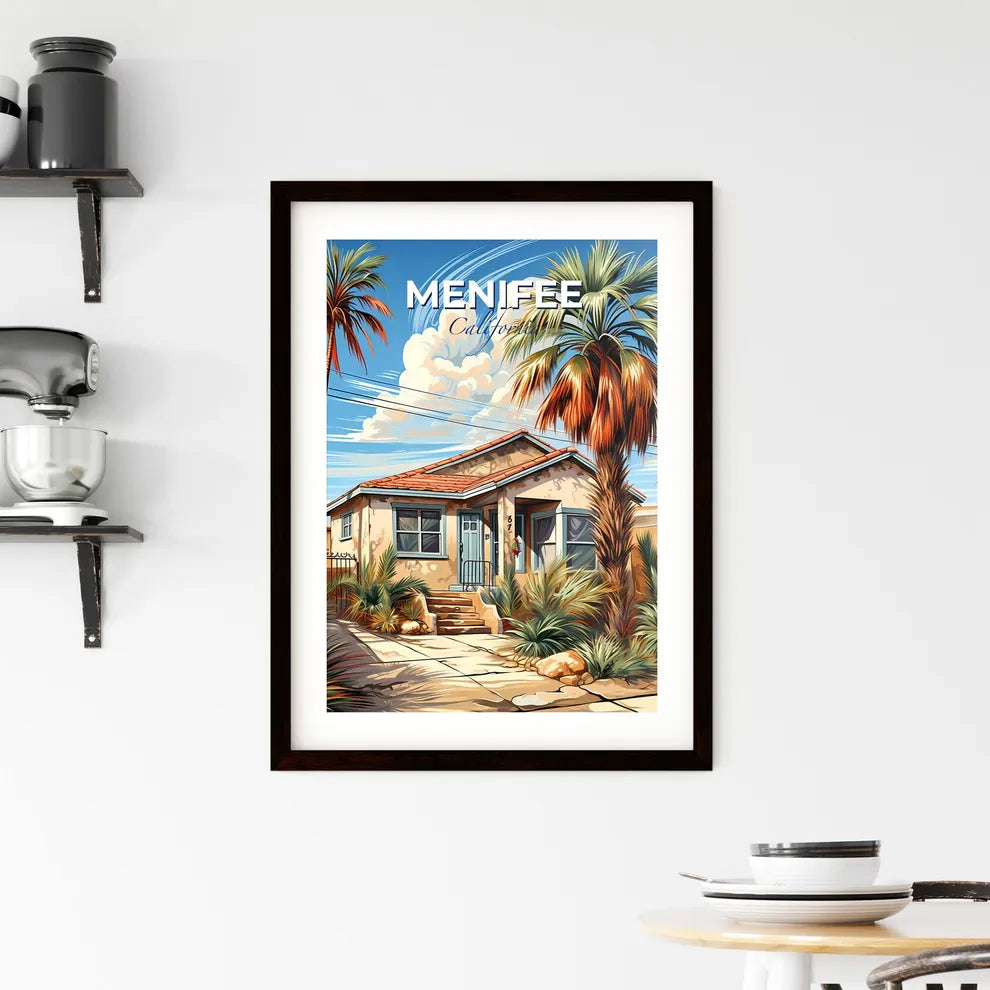 Menifee, California, A Poster of a house with palm trees and a fence Default Title