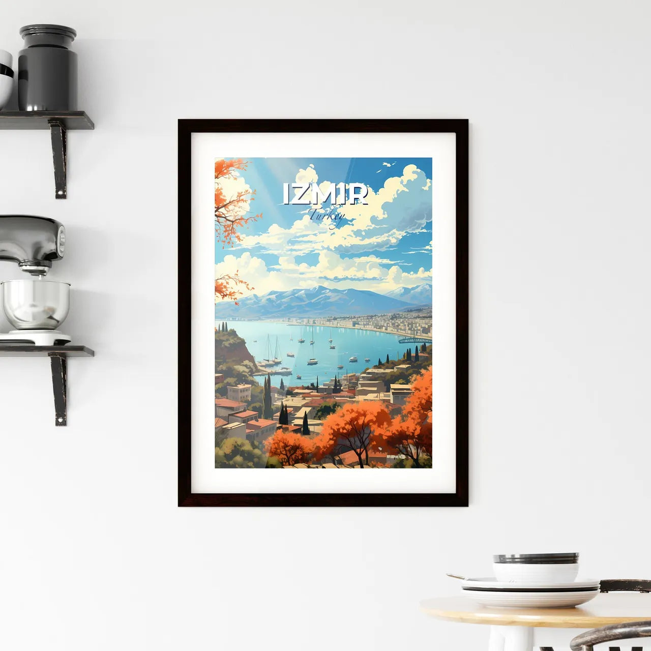 Izmir, Turkey, A Poster of a city with boats on the water Default Title