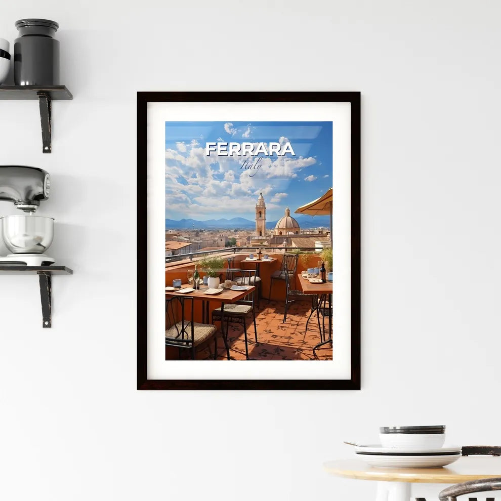 Ferrara, Italy, A Poster of a table and chairs on a rooftop Default Title