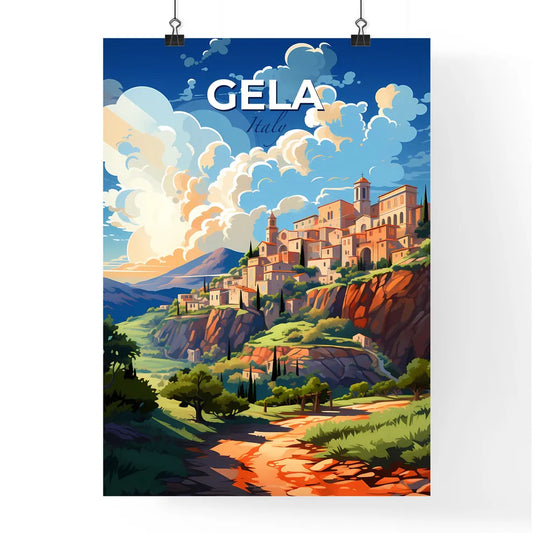 Gela, Italy, A Poster of a landscape of a town on a hill Default Title