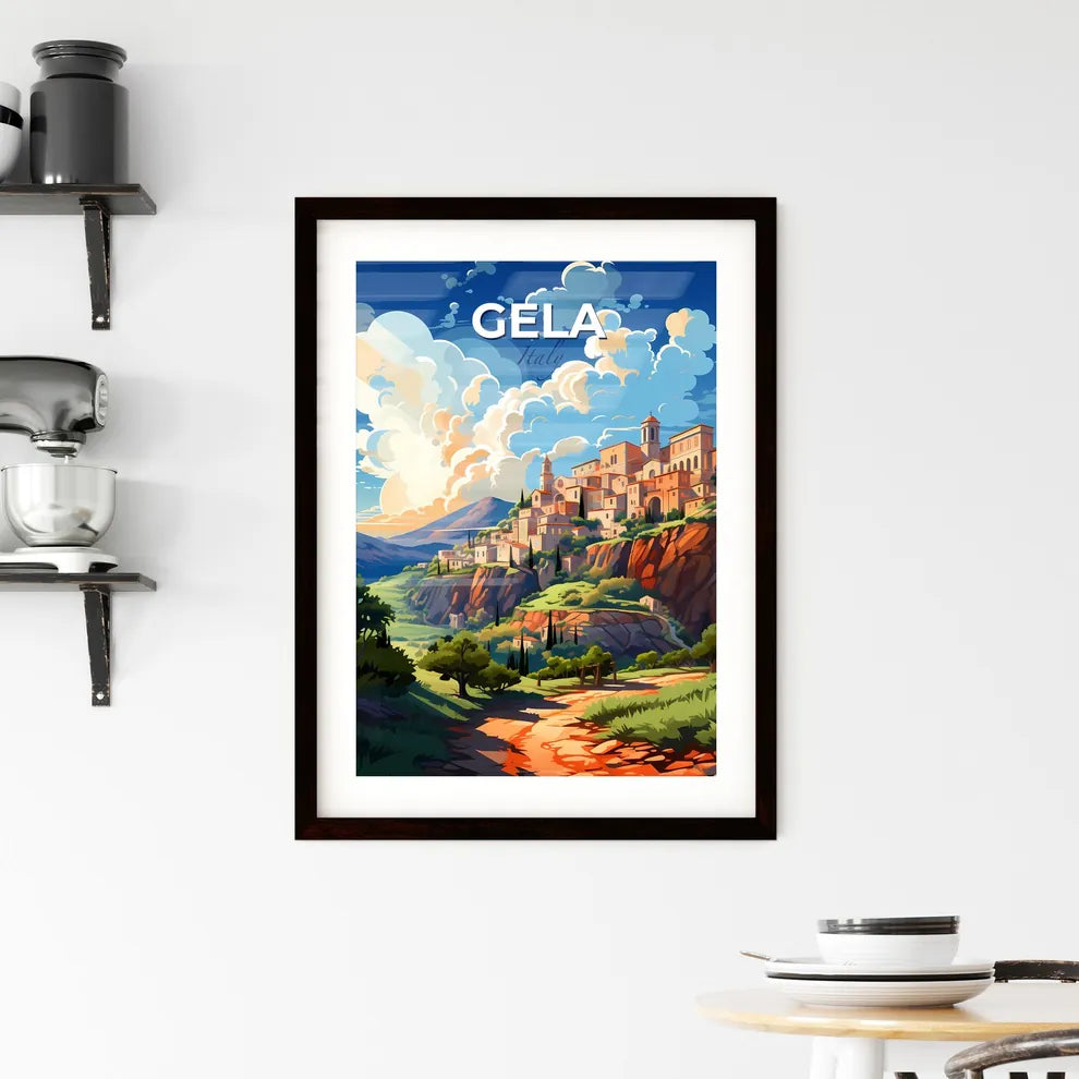 Gela, Italy, A Poster of a landscape of a town on a hill Default Title