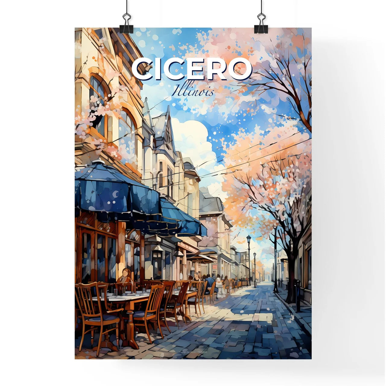 Cicero, Illinois, A Poster of a street with tables and chairs on it Default Title