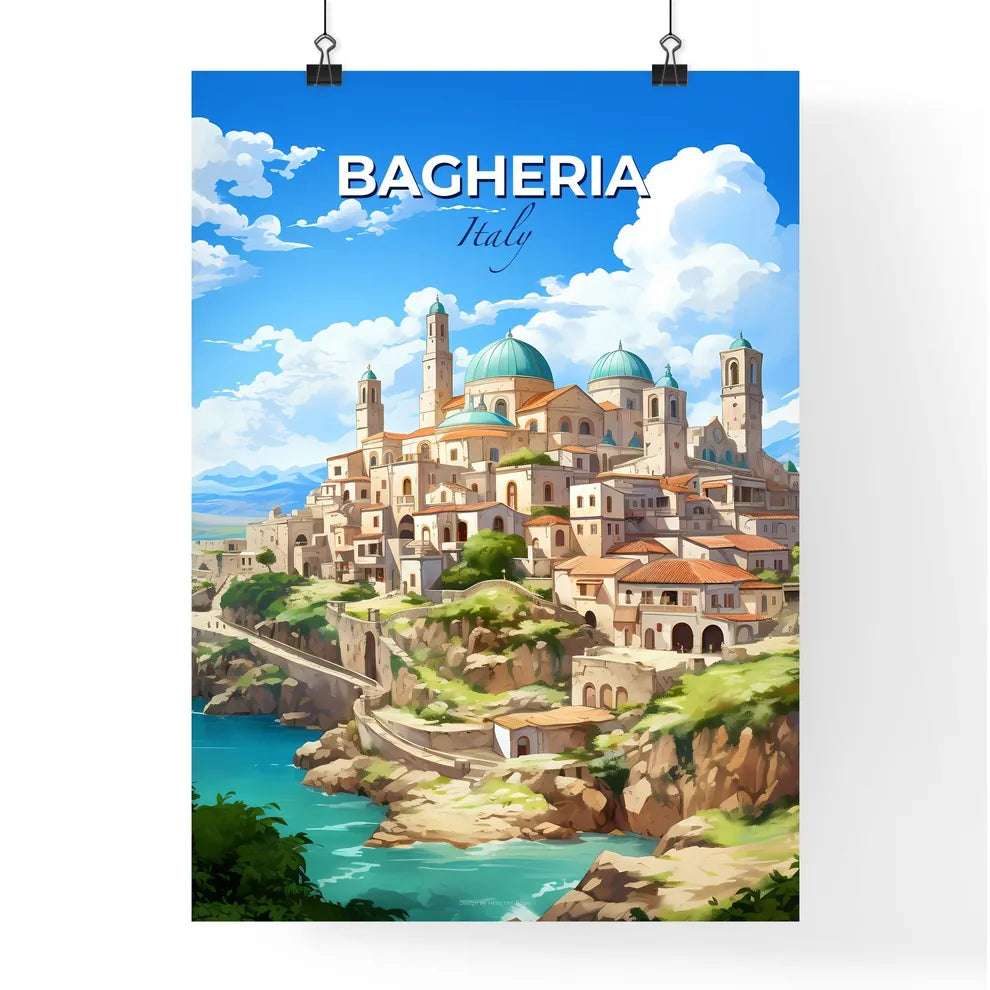 Bagheria, Italy, A Poster of a city on a hill Default Title