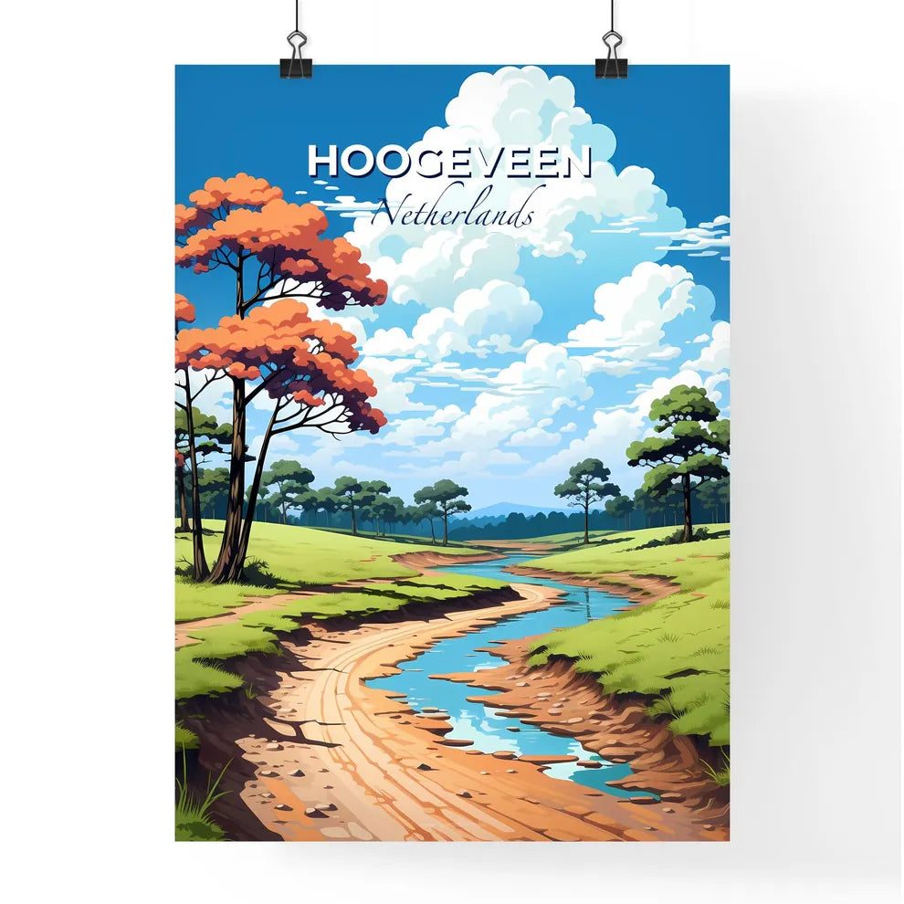 Hoogeveen, Netherlands, A Poster of a river running through a grassy field Default Title
