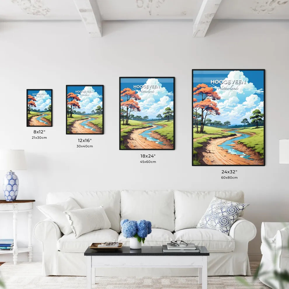 Hoogeveen, Netherlands, A Poster of a river running through a grassy field Default Title