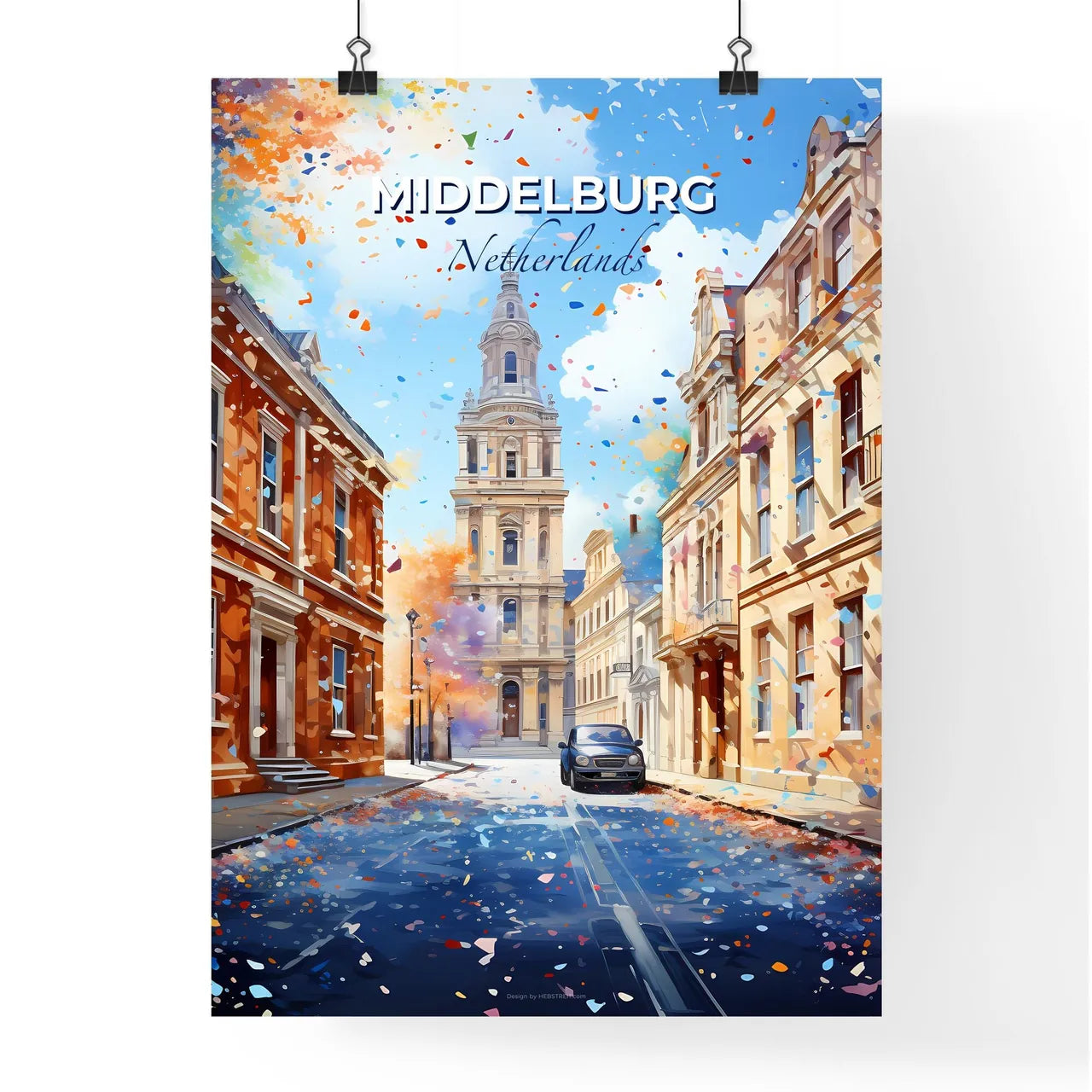 Middelburg, Netherlands, A Poster of a car on a street in a city Default Title