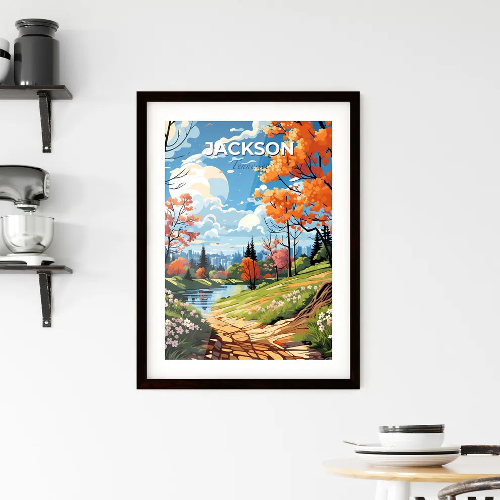 Jackson, Tennessee, A Poster of a painting of a landscape with a river and trees Default Title